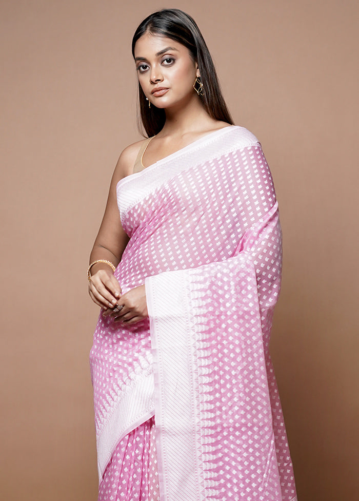 Pink Katan Silk Saree With Blouse Piece