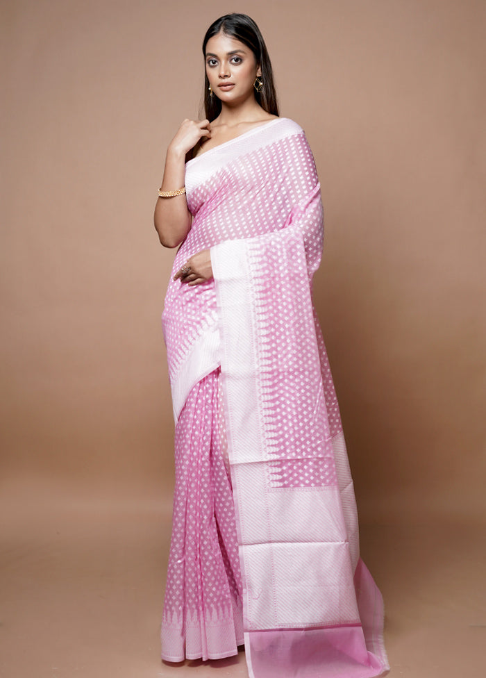 Pink Katan Silk Saree With Blouse Piece