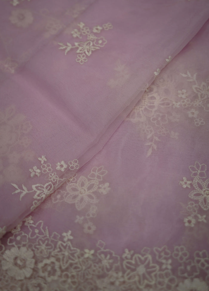 Purple Organza Saree With Blouse Piece - Indian Silk House Agencies