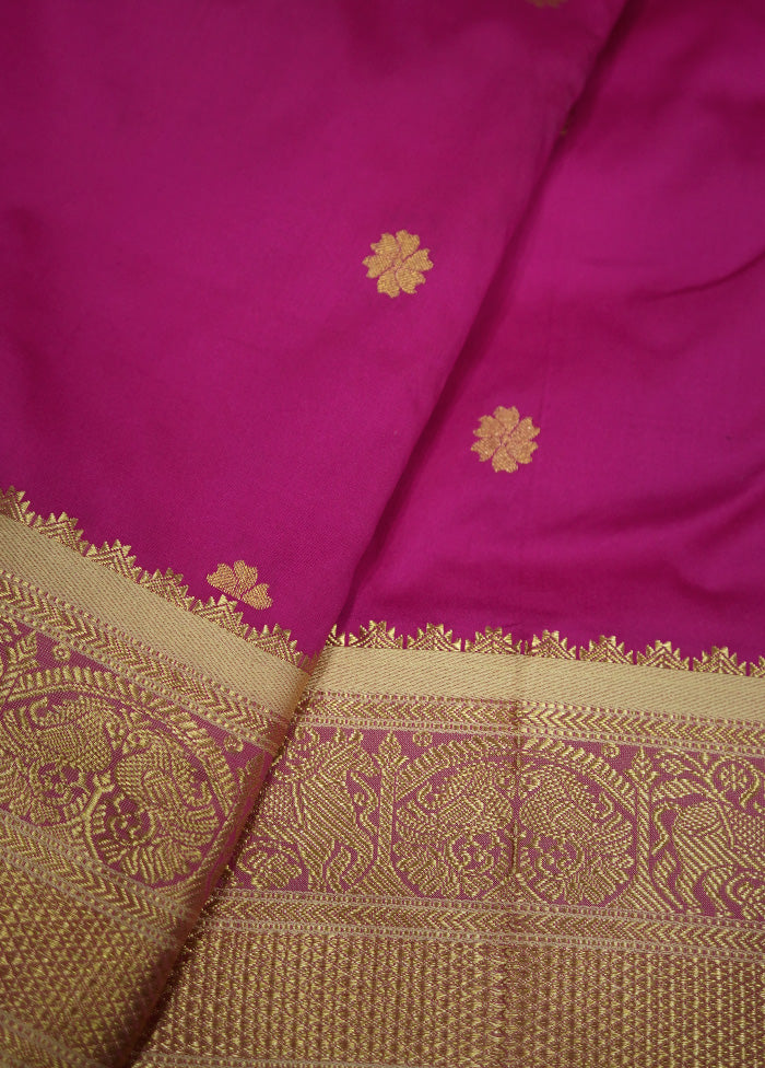 Pink Kanjivaram Silk Saree With Blouse Piece - Indian Silk House Agencies