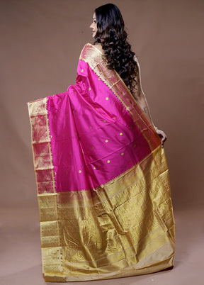 Pink Kanjivaram Silk Saree With Blouse Piece - Indian Silk House Agencies