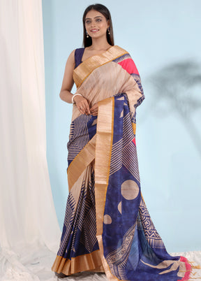 Rust Tussar Silk Saree With Blouse Piece