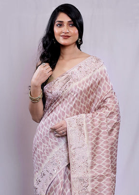 Cream Tussar Silk Saree With Blouse Piece - Indian Silk House Agencies