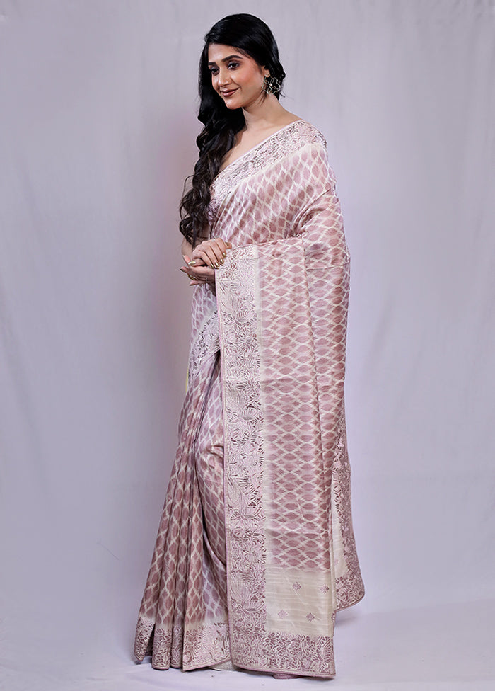 Cream Tussar Silk Saree With Blouse Piece - Indian Silk House Agencies