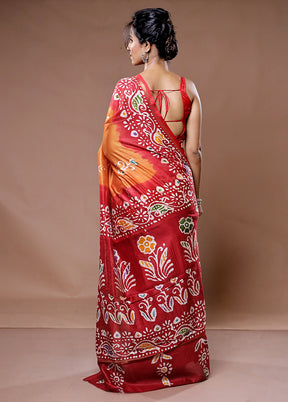 Multicolor Chanderi Cotton Saree With Blouse Piece - Indian Silk House Agencies