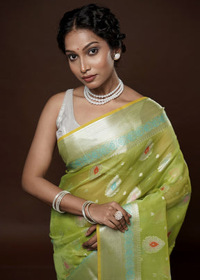 Green Kora Silk Saree With Blouse Piece - Indian Silk House Agencies