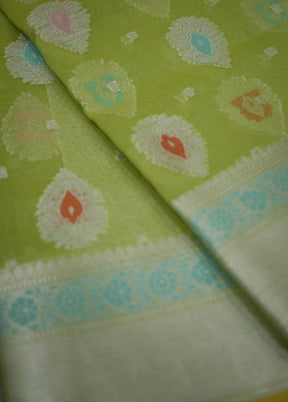 Green Kora Silk Saree With Blouse Piece