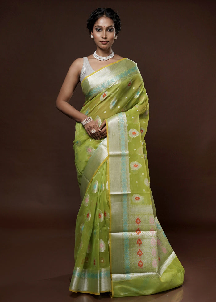 Green Kora Silk Saree With Blouse Piece - Indian Silk House Agencies