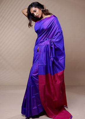 Blue Katan Silk Saree Without Blouse Piece - Indian Silk House Agencies