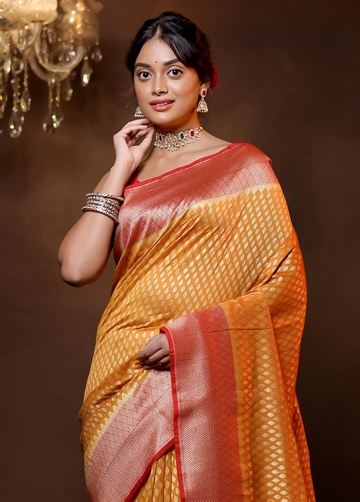 Orange Georgette Saree With Blouse Piece