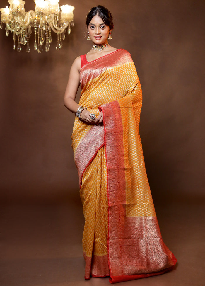 Yellow Georgette Saree With Blouse Piece