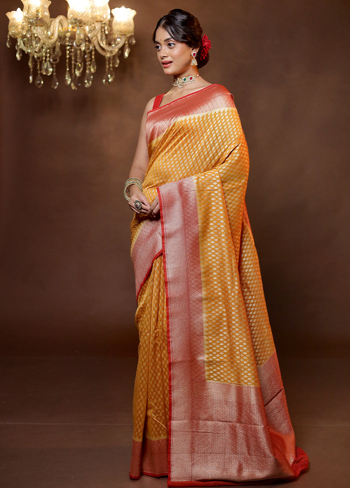 Yellow Georgette Saree With Blouse Piece