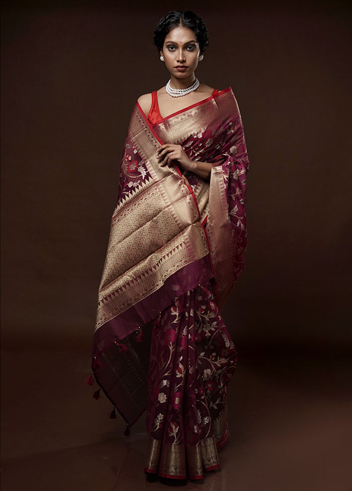 Pink Kora Silk Saree With Blouse Piece - Indian Silk House Agencies