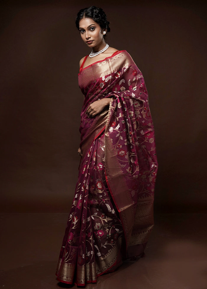 Pink Kora Silk Saree With Blouse Piece