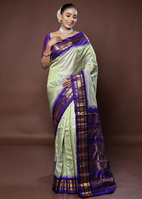 Cream Gadwal Pure Silk Saree Without Blouse Piece