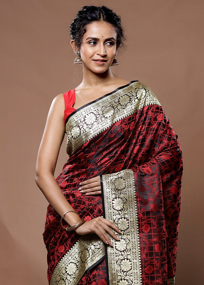 Maroon Tanchoi Banarasi Silk Saree With Blouse Piece - Indian Silk House Agencies