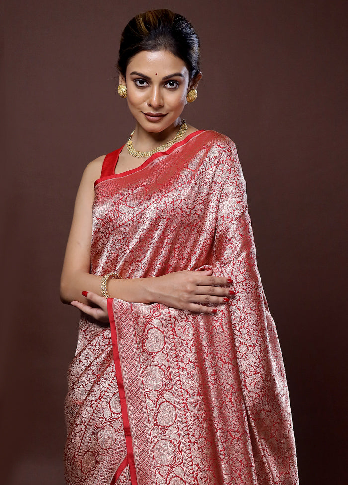 Red Uppada Pure Silk Saree With Blouse Piece - Indian Silk House Agencies