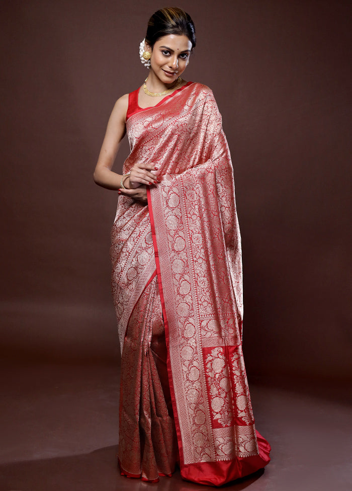 Red Uppada Pure Silk Saree With Blouse Piece - Indian Silk House Agencies