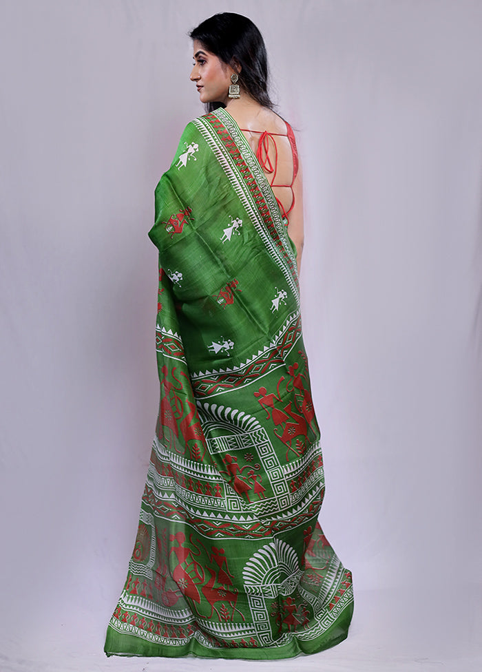 Multicolor Printed Pure Silk Saree With Blouse Piece - Indian Silk House Agencies