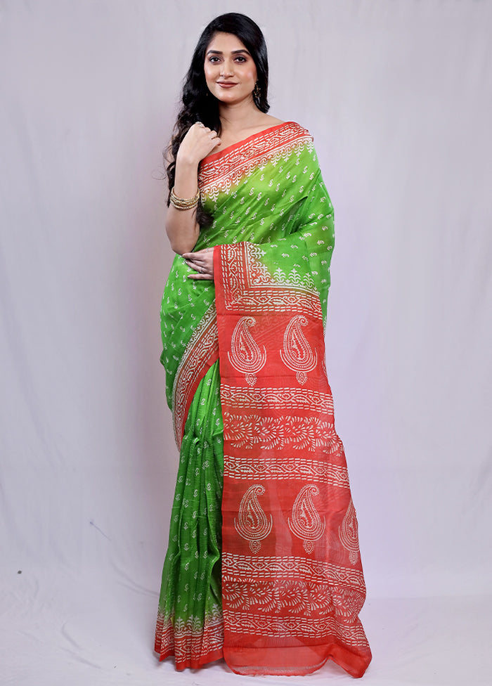 Multicolor Printed Pure Silk Saree With Blouse Piece