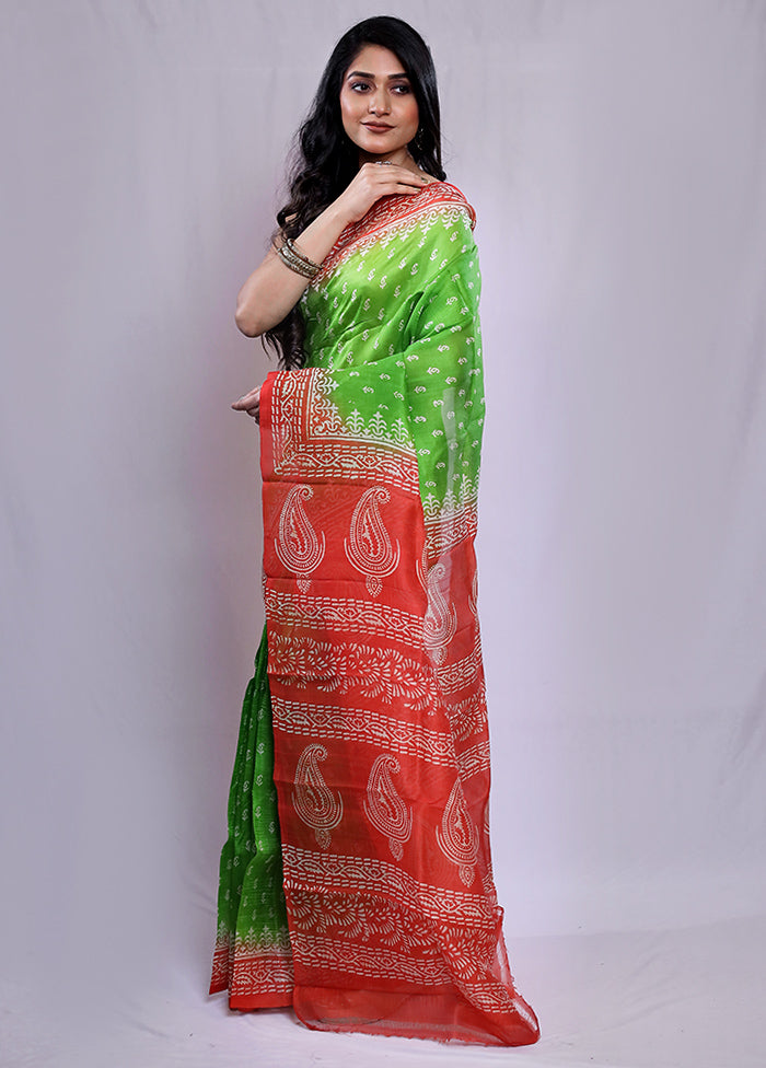 Multicolor Printed Pure Silk Saree With Blouse Piece