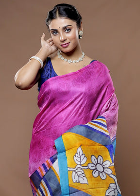 Multicolor Printed Pure Silk Saree With Blouse Piece - Indian Silk House Agencies