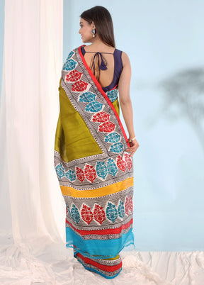 Multicolor Printed Pure Silk Saree With Blouse Piece - Indian Silk House Agencies