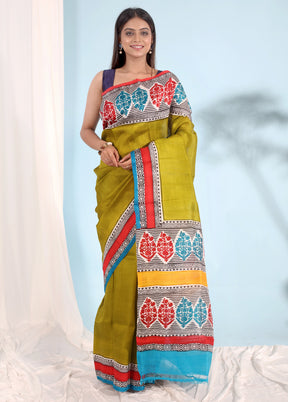 Multicolor Printed Pure Silk Saree With Blouse Piece