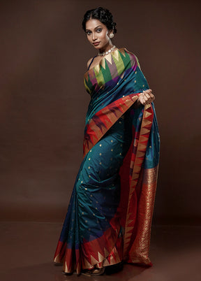 Green Kanjivaram Silk Saree With Blouse Piece - Indian Silk House Agencies