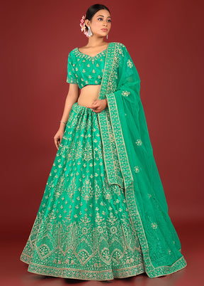 3 Pc Rama Net Semi Stitched Lehenga Set - Indian Silk House Agencies