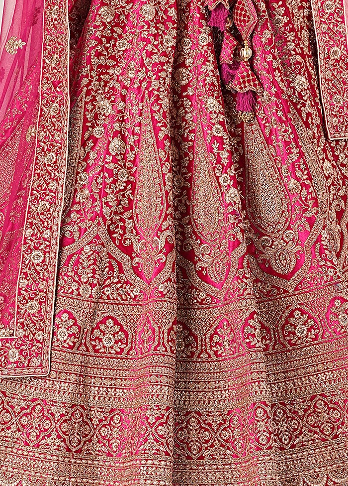 3 Pc Rani Velvet Semi Stitched Bridal Lehenga Set - Indian Silk House Agencies