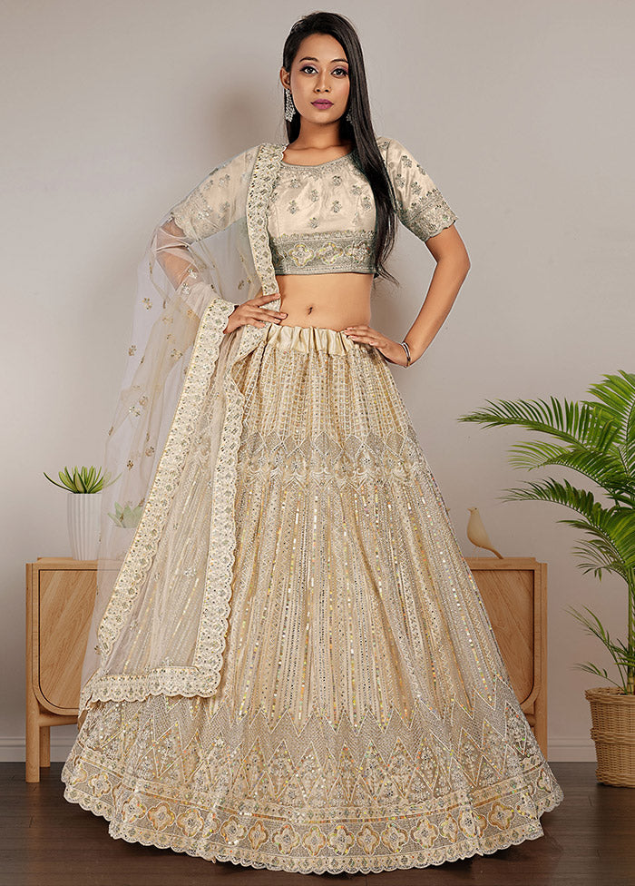 3 Pc Chiku Net Semi Stitched Lehenga Set - Indian Silk House Agencies