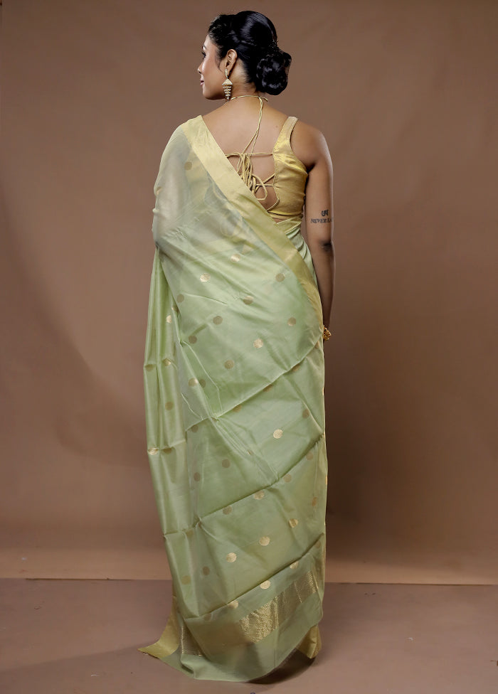 Green Chanderi Cotton Saree With Blouse Piece - Indian Silk House Agencies