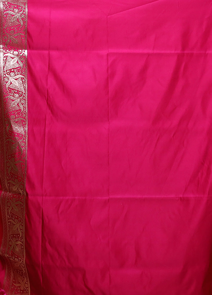 Pink Banarasi Silk Saree With Blouse Piece