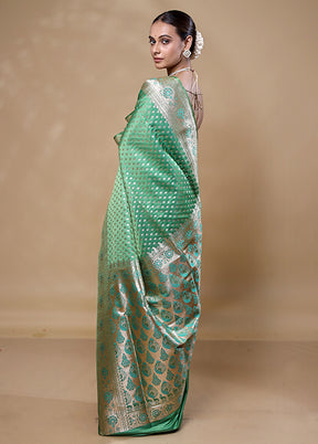 Green Banarasi Silk Saree With Blouse Piece