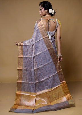 Grey Kora Silk Saree With Blouse Piece