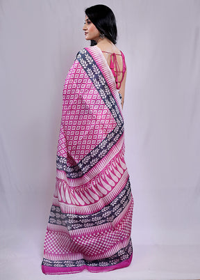 Multicolor Printed Pure Silk Saree With Blouse Piece