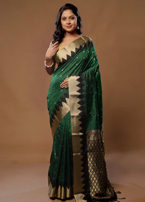 Green Kanjivaram Silk Saree With Blouse Piece - Indian Silk House Agencies