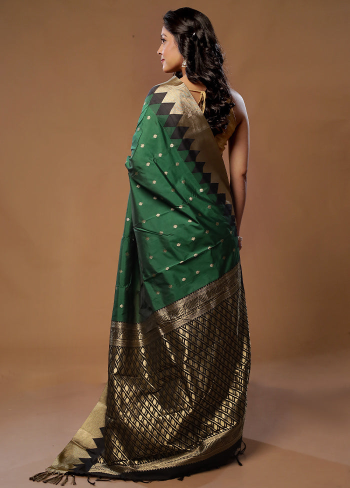 Green Kanjivaram Silk Saree With Blouse Piece - Indian Silk House Agencies