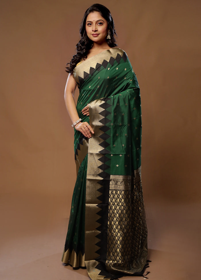 Green Kanjivaram Silk Saree With Blouse Piece - Indian Silk House Agencies