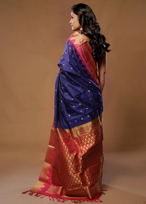 Blue Kanjivaram Silk Saree With Blouse Piece - Indian Silk House Agencies