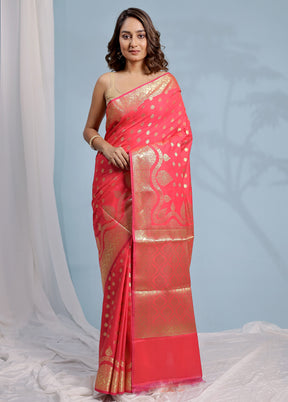 Pink Katan Silk Saree With Blouse Piece - Indian Silk House Agencies