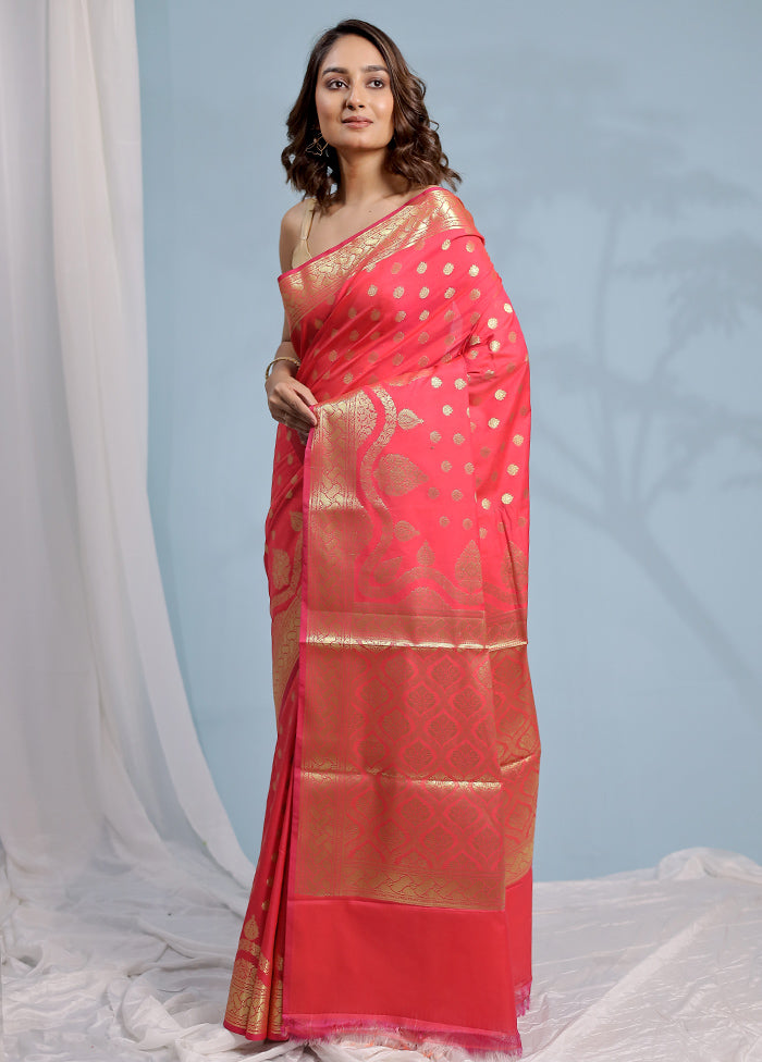 Pink Katan Silk Saree With Blouse Piece
