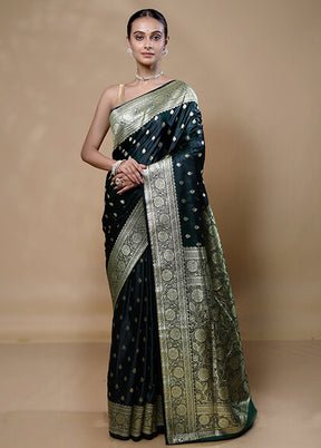 Black Banarasi Silk Saree With Blouse Piece