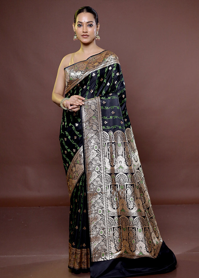 Black Tanchoi Silk Saree With Blouse Piece