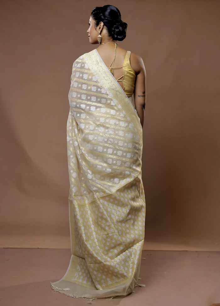 Cream Pure Cotton Saree With Blouse Piece - Indian Silk House Agencies