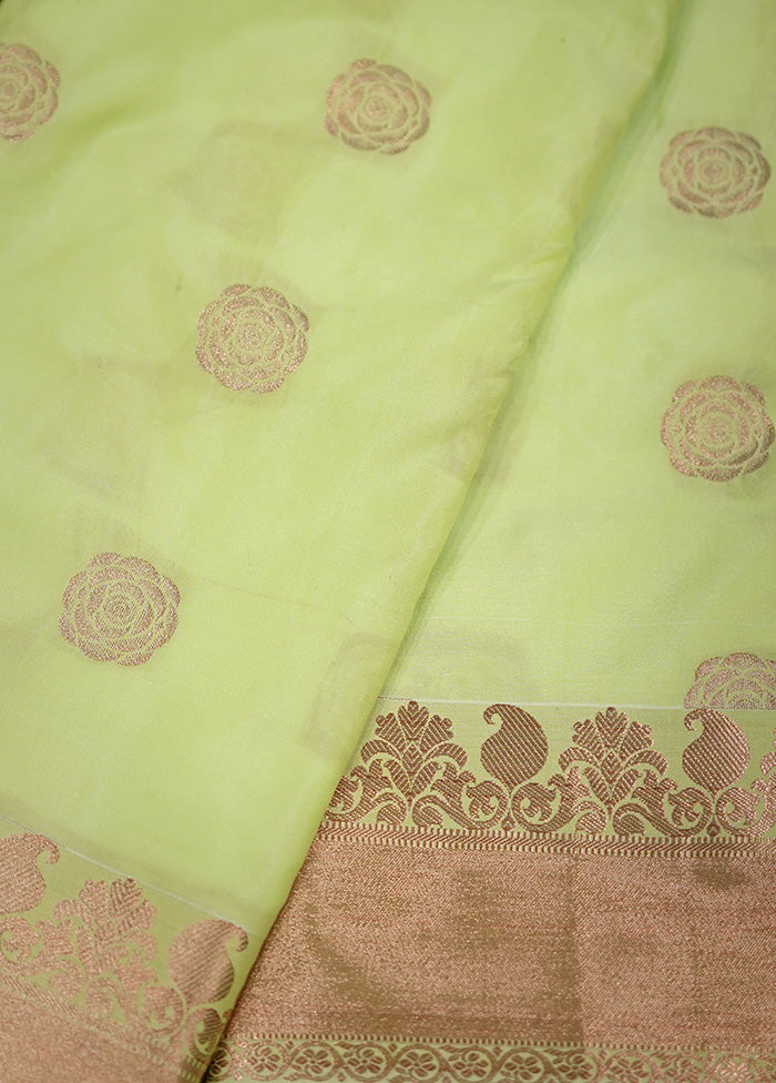 Green Kanjivaram Silk Saree With Blouse Piece