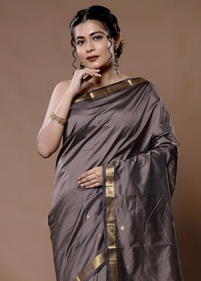 Grey Kanjivaram Silk Saree With Blouse Piece - Indian Silk House Agencies