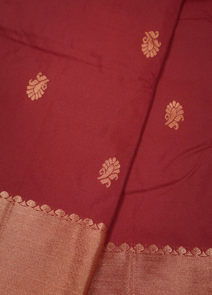 Maroon Kanjivaram Silk Saree With Blouse Piece - Indian Silk House Agencies