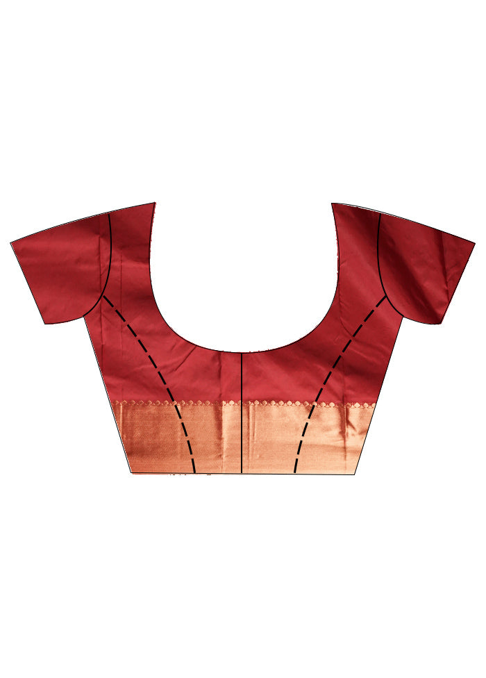 Maroon Kanjivaram Silk Saree With Blouse Piece